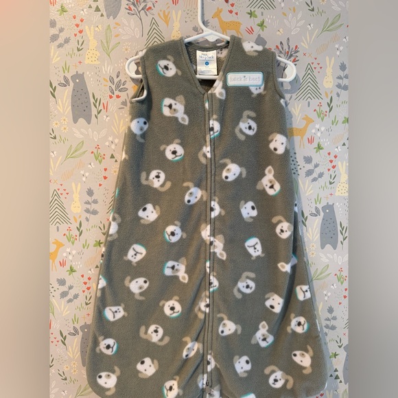 Halo Fleece Sleep Sack Wearable Blanket - Sz Small Gray with White Bear Design - Picture 1 of 4